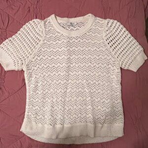 Madewell White Knit Short Sleeve Sweater